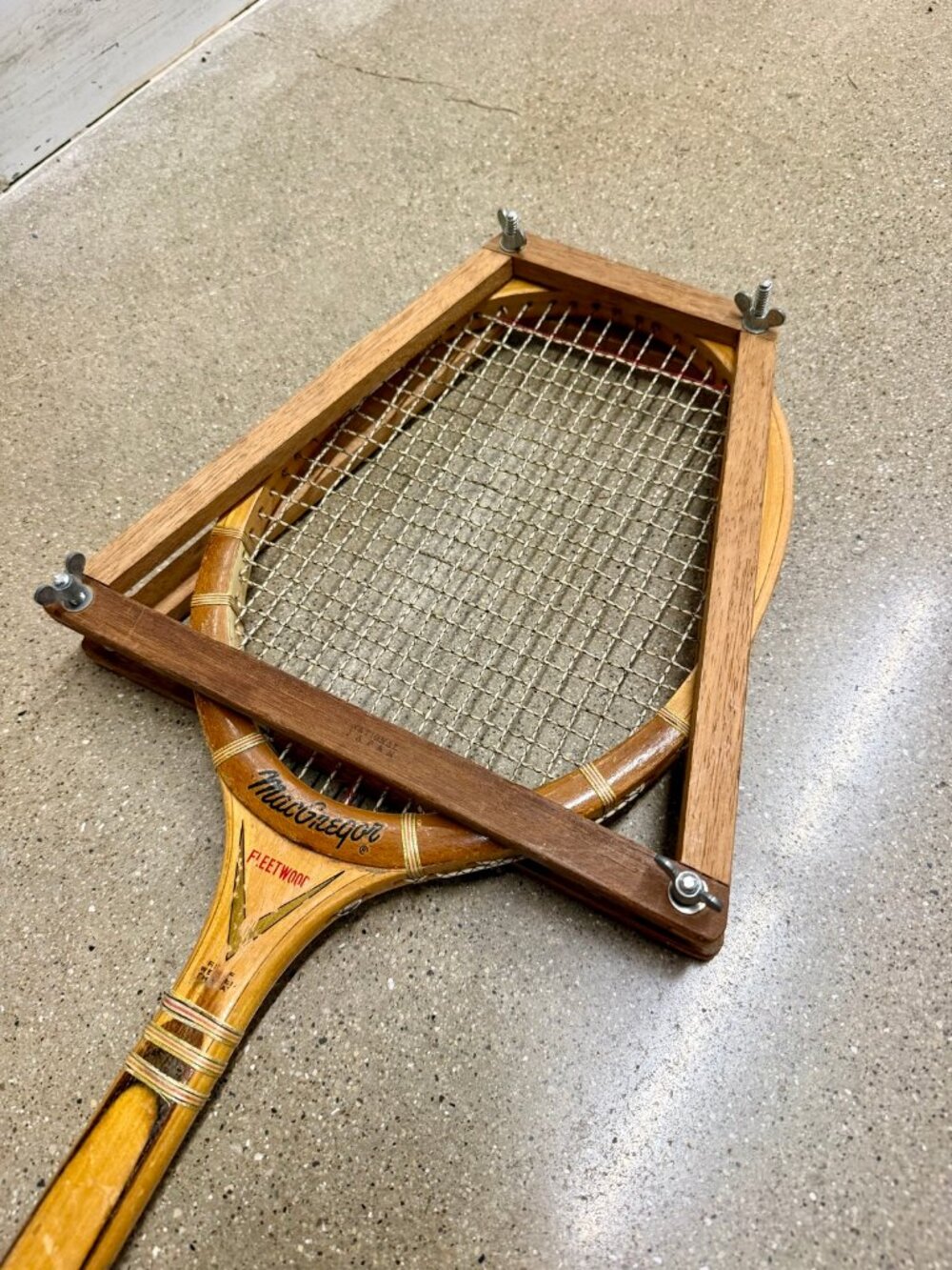 Vintage MacGregor Fleetwood Wooden Tennis Racket with Wood Press
